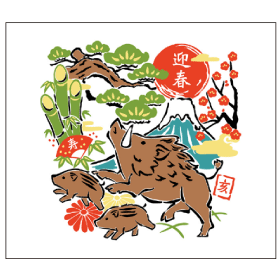 亥柄干支手拭い 19年亥年手拭 年賀手拭いの川端株式会社
